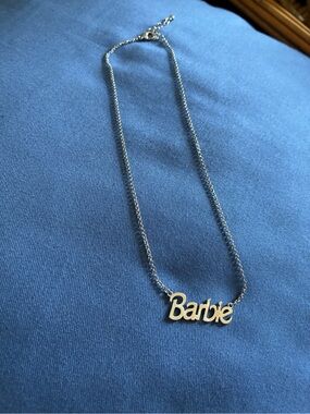 Barbie Silver Script Logo Necklace